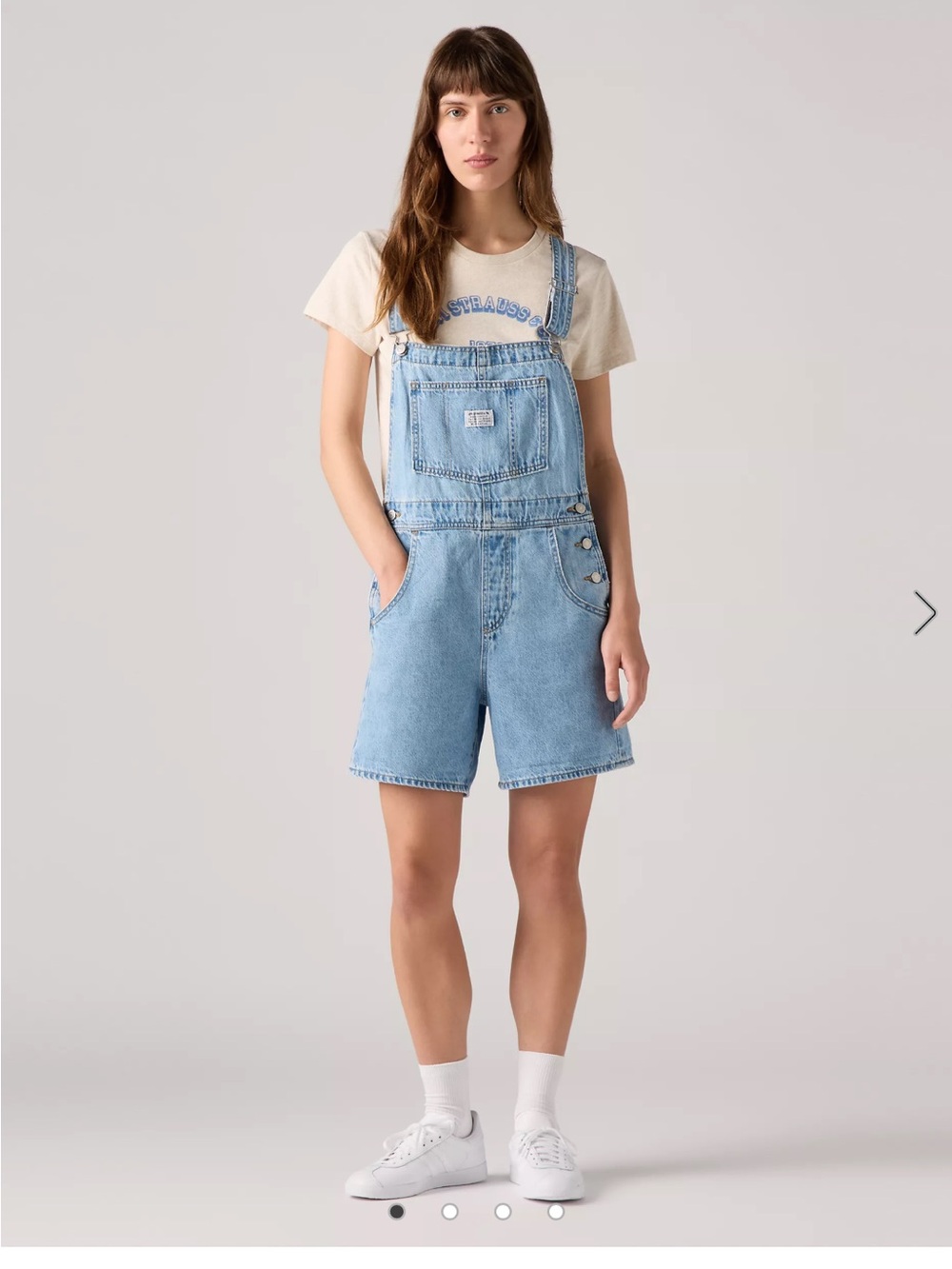 Levi's Light Blue Denim Short Overalls - Women's large